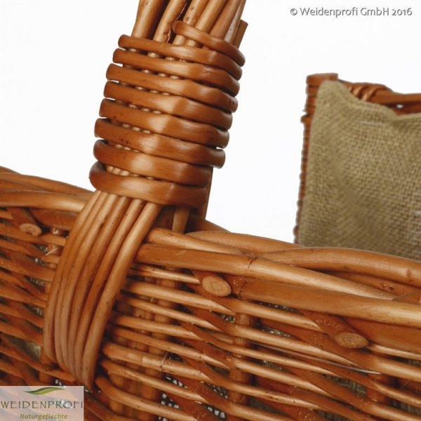 Kaminholzkorb hell mit Jute