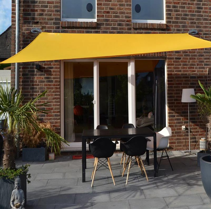 Vierecksonnensegel mit Regenschutz-sonnengelb-3 x 4m