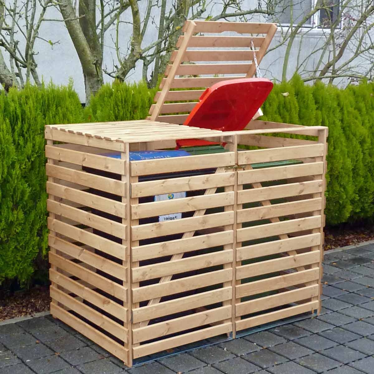 Mülltonnencontainer für zwei Mülltonnen Farbe: natur unbehandelt