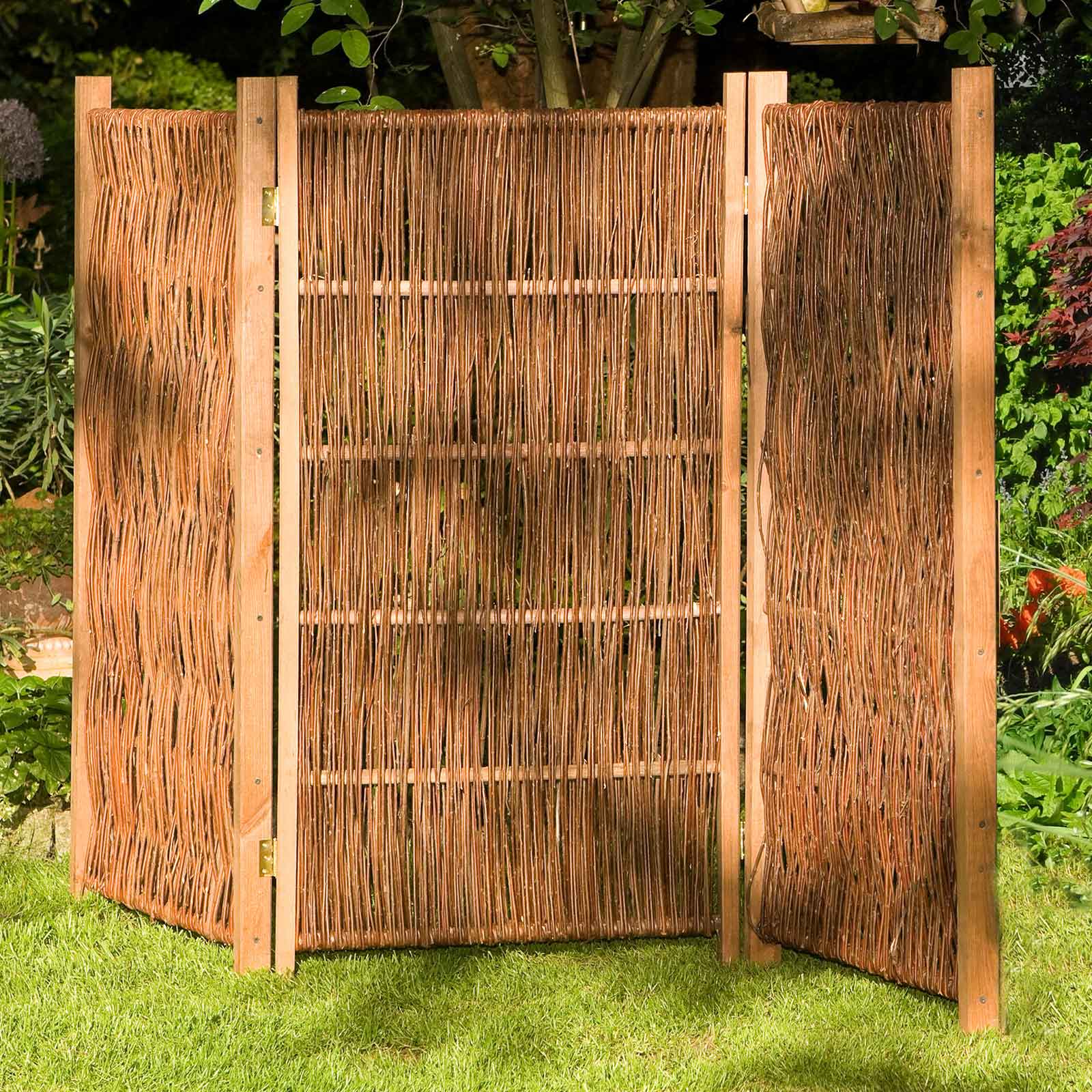 Weiden-Paravent exclusiv im Garten 3-Teilig Weiden Paravent exclusiv  u. 3-teilig- 1,50 x   1,80 m