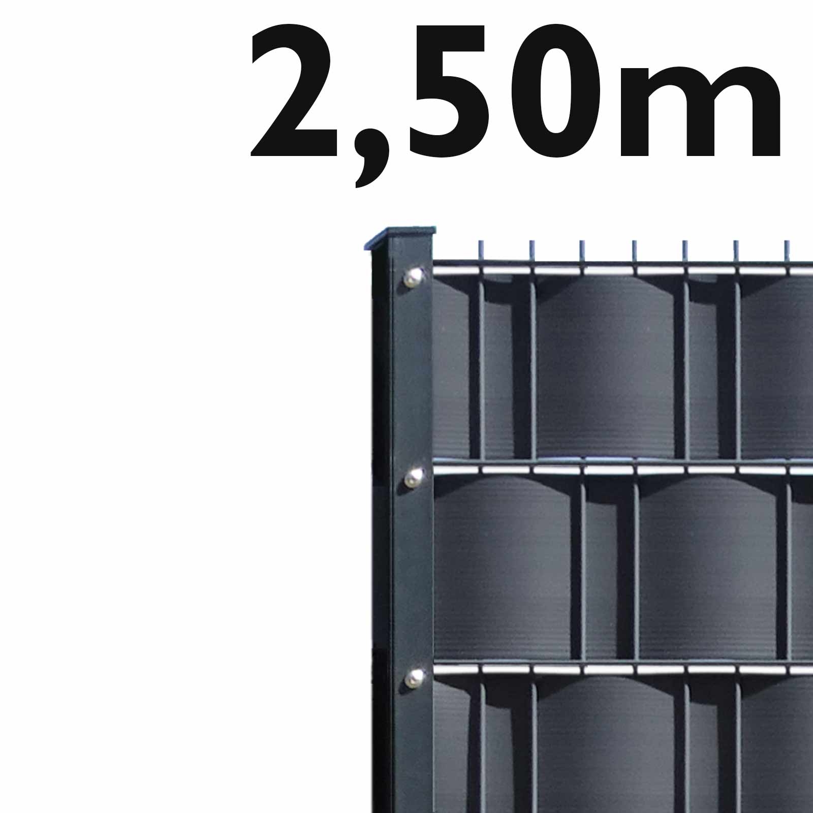 M-tec Sichtschutz Doppelstabmattenzaun Komplett-Set Anthrazit leichte Ausführung - 2,50m Sichtschutz Mattenzaun Set - Anthrazit - Schwere Ausführung