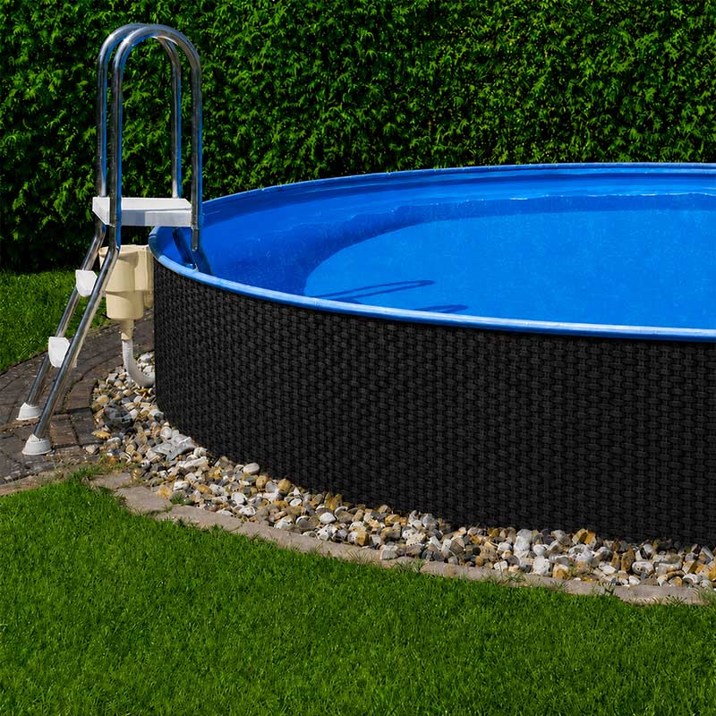 Rattan Matten Pool Verkleidungen schwarz im  Zuschnitt