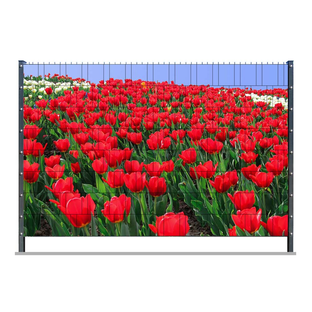 PVC Zaunposter | 8 Str. mit Tulpenmeer | Frontlit | inkl. 16 Klemm. in weiß