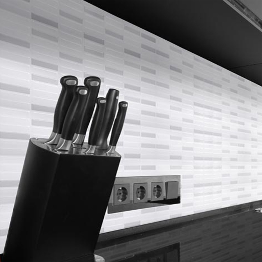 Mosaik Fliesenaufkleber weiß-grau -  1 Stück