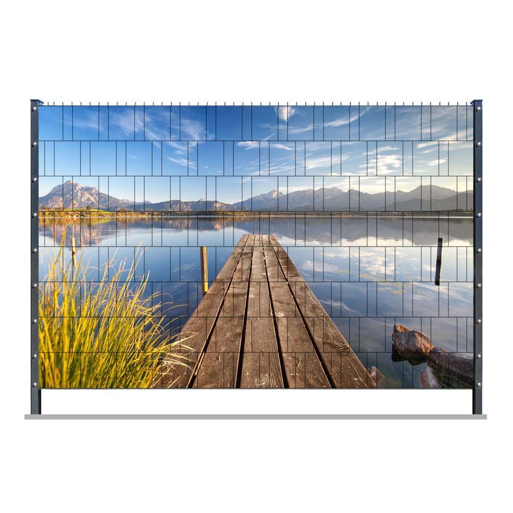 PVC Zaunposter | 8 Str. mit Bergseesteg | Frontlit | inkl. 16 Klemm. in weiß