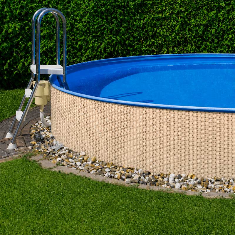 Rattan Pool Verkleidungen Creme-Beige auf Wunschmaß 