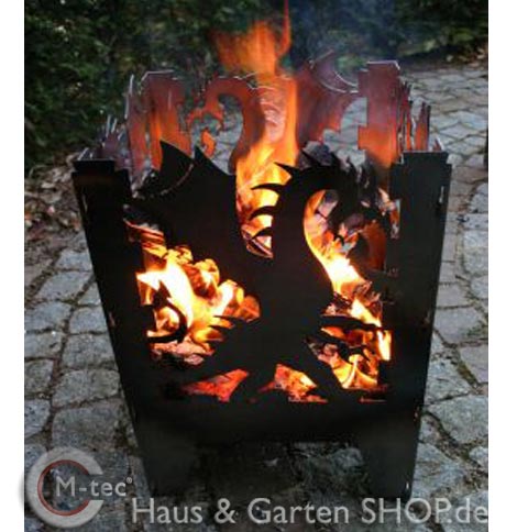 Feuerkorb - Fackel Motiv Dragon-36 x 37 x 75 cm