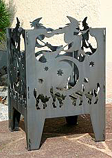 Feuerkorb Fackel  Motiv Hexe