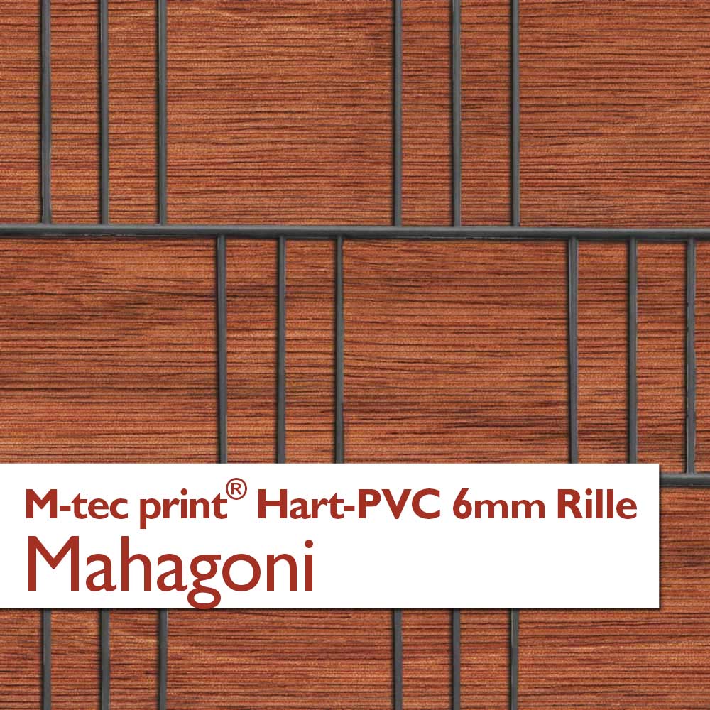 "M-tec print®" Hart-PVC 6mm Rille - Mahagoni