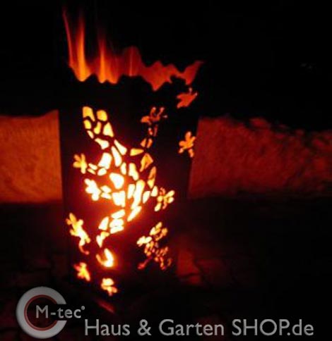 Feuerkorb - Fackel Motiv Salamander-25 x 25 x 100 cm