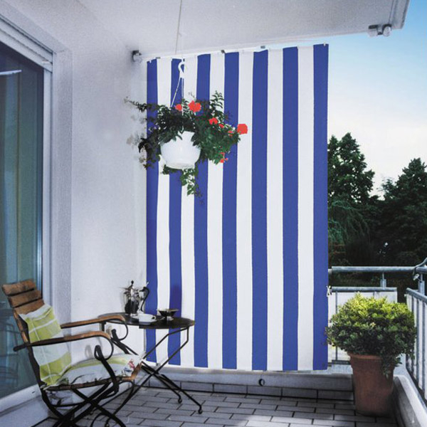 Senkrecht Sonnensegel für Balkone-blau/ weiß