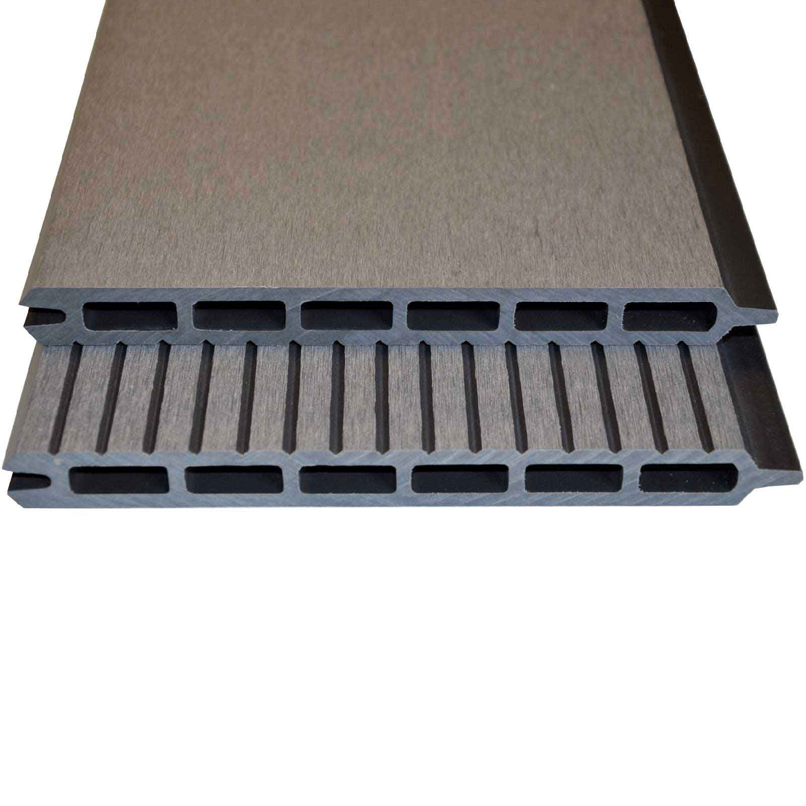 WPC Zaunbrett Zierrille als 3er Pack-hellgrau-20 x 1800 x 195 mm