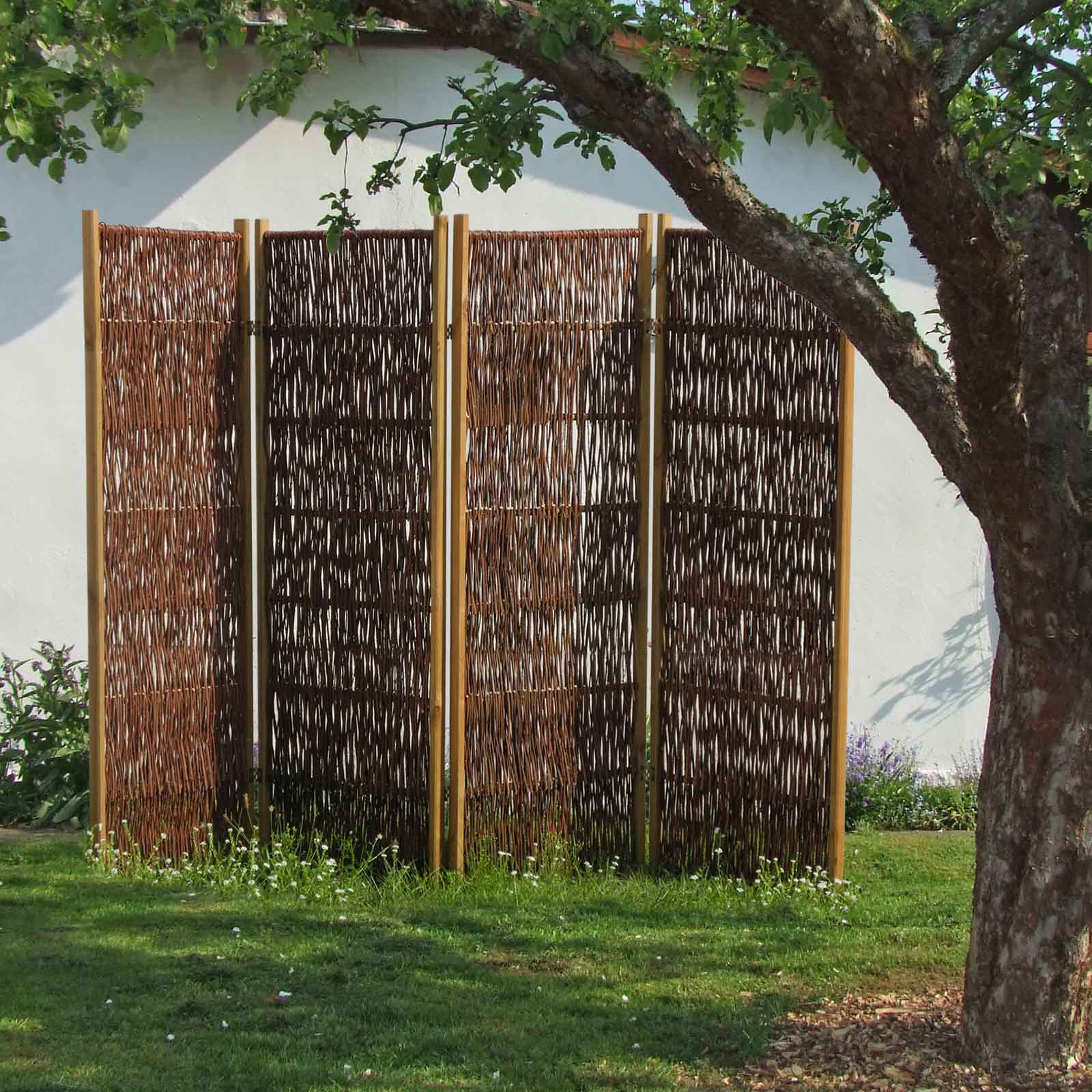 Weiden-Paravent exclusiv  - mobiler Gartensichtschutz Weiden Paravent exclusiv  u. 4-teilig- 1,20 x   2,40 m