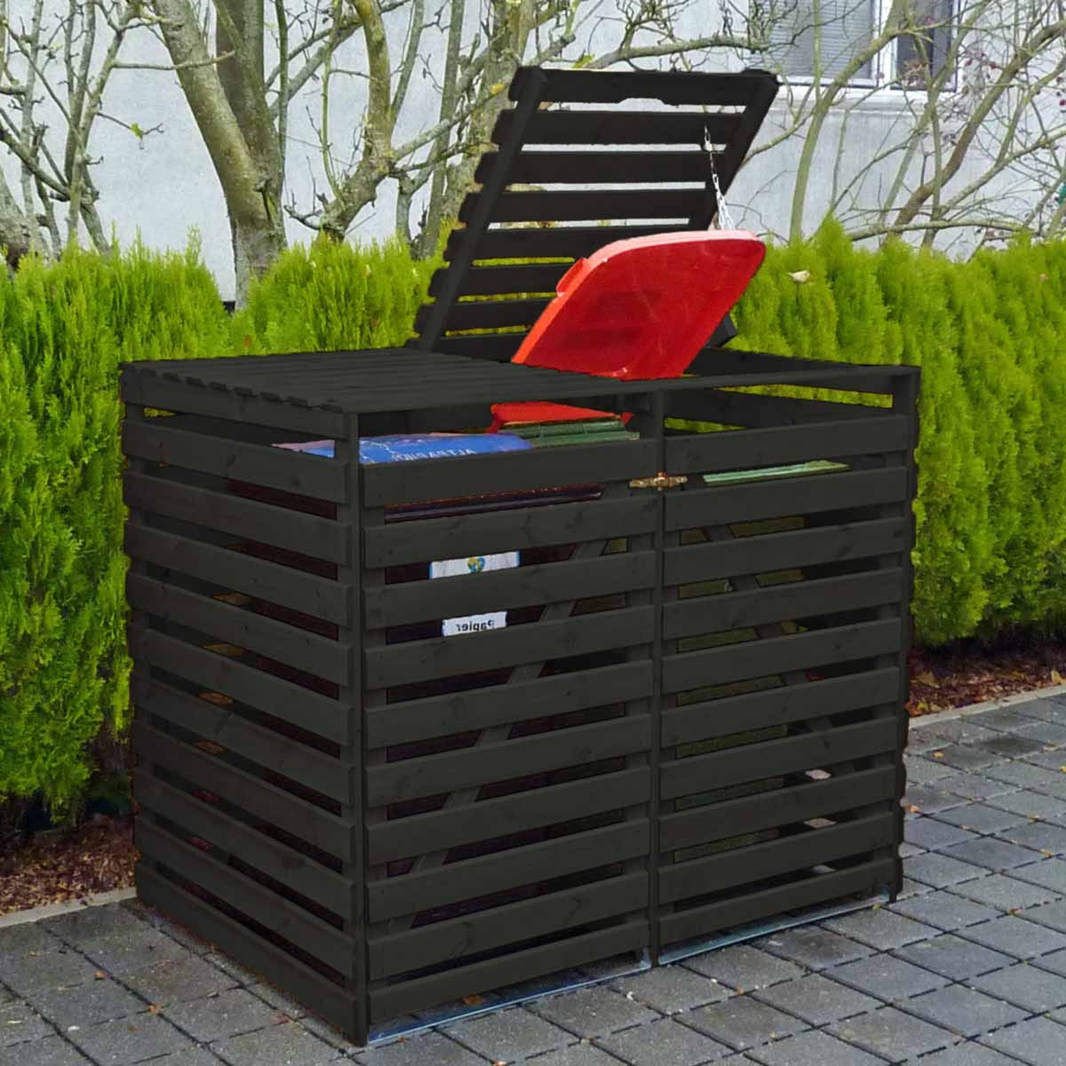 Mülltonnencontainer für zwei Mülltonnen anthrazit
