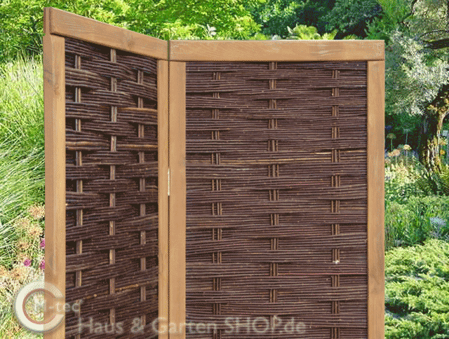 Weidengeflecht Paravent 3teilig Rahmen H/B 180x180cm