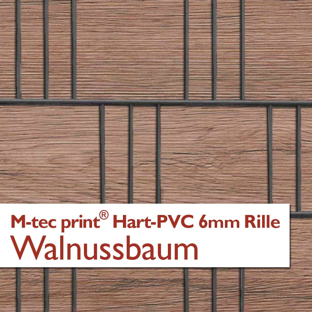 "M-tec print®" Hart-PVC 6mm Rille - Walnussbaum