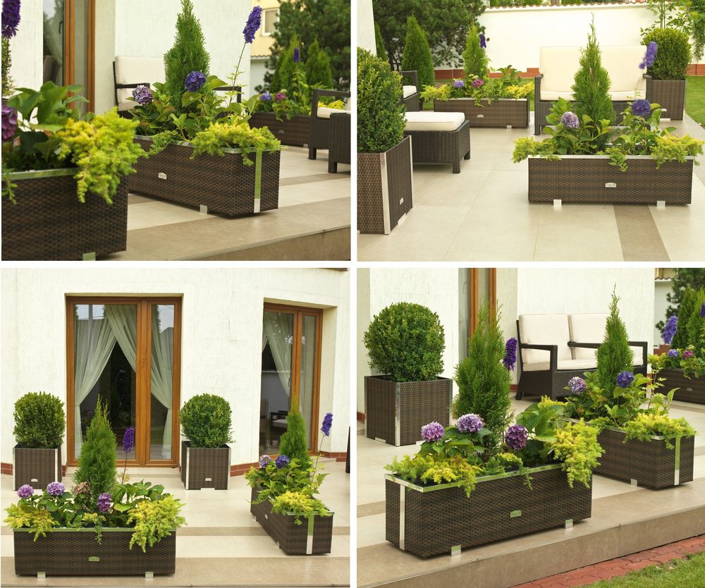 Edler Blumenkübel aus hochwertigen Polyrattan Geflecht 
