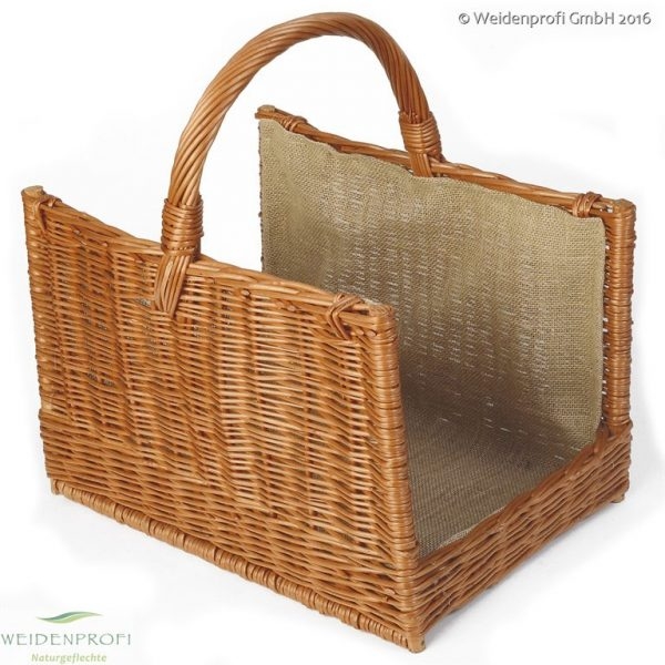 Kaminholzkorb hell mit Jute