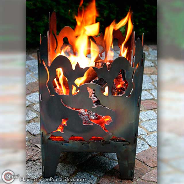 Feuerkorb - Fackel  Motiv Katze
