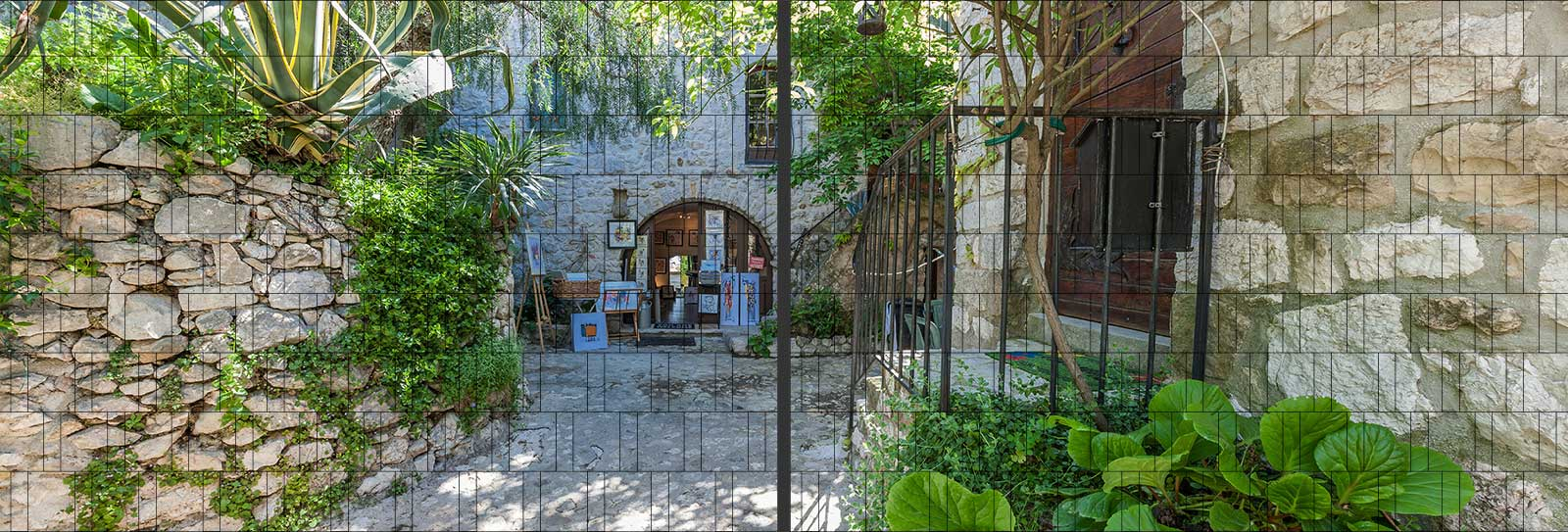 Italienische Gasse - Panorama Zaundruck Poster-M-tec Standard | Leicht durchscheinend-transparent