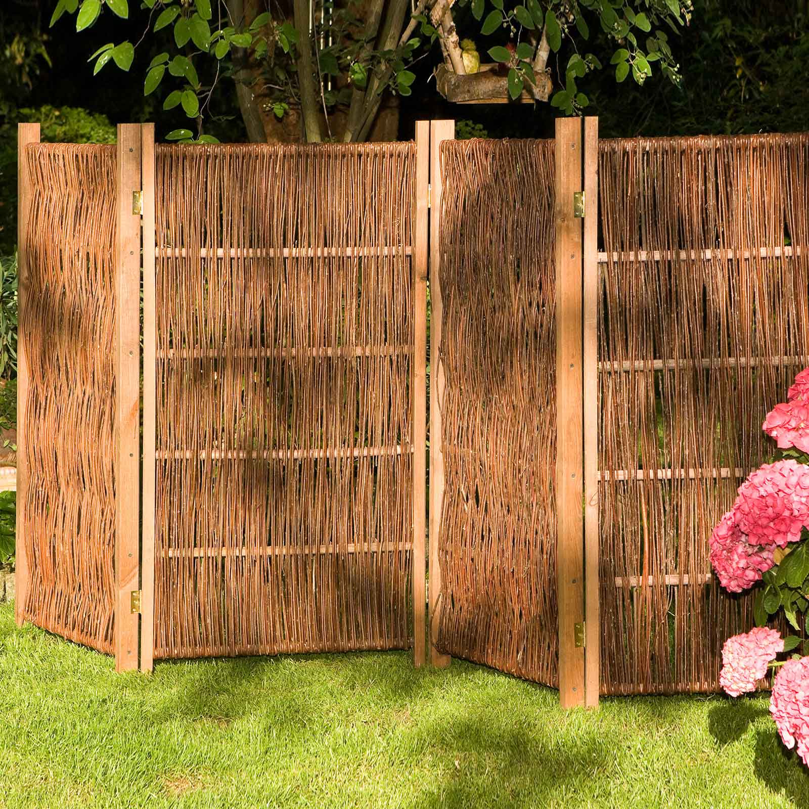Spanische Weidenwand im Garten Weiden Paravent exclusiv  u. 4-teilig- 1,20 x   2,40 m
