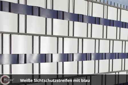 weiße 7,5 cm und blaue 4 cm PVC Streifen