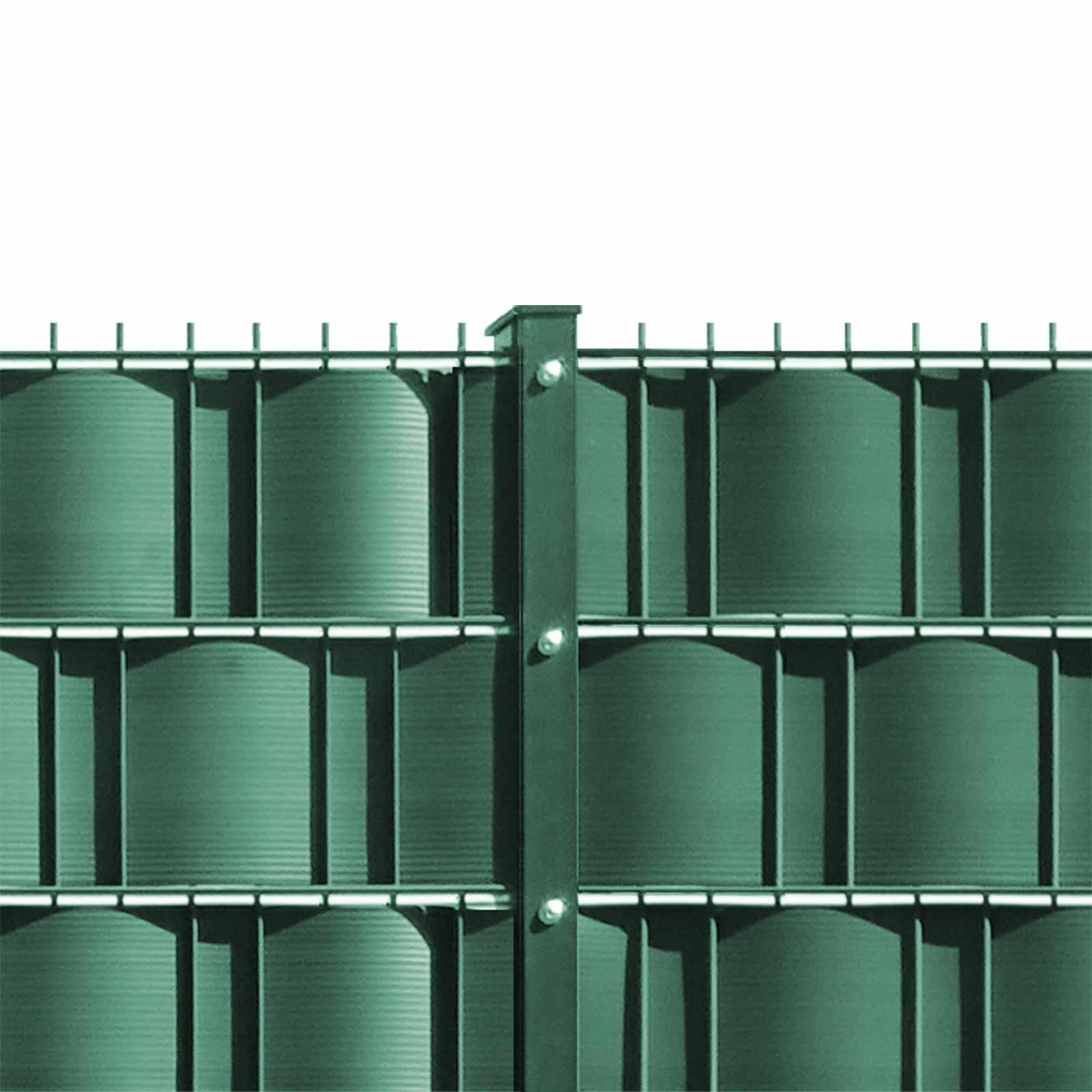 M-tec Gittermattenzaun Set Grün Zaundetail mit Pfosten und Hart PVC Sichtschutz Mattenzaun Set - Grün - Leichte Ausführung
