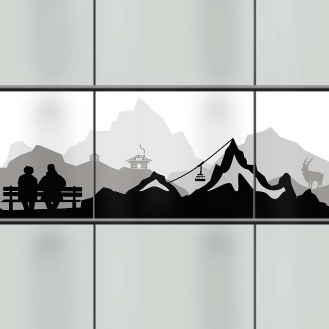 PVC Sichtschutz Streifen mit Motiv - Alpen