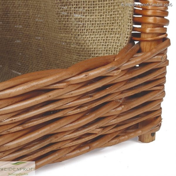 Kaminholzkorb hell mit Jute