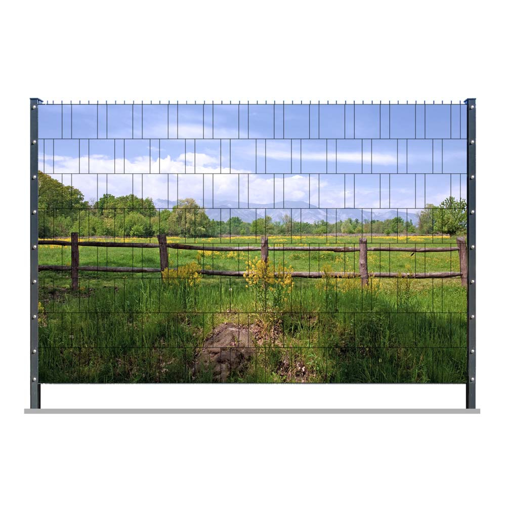 PVC Zaunposter | 8 Str. mit Weidenzaun | Frontlit | inkl. 16 Klemm. in weiß