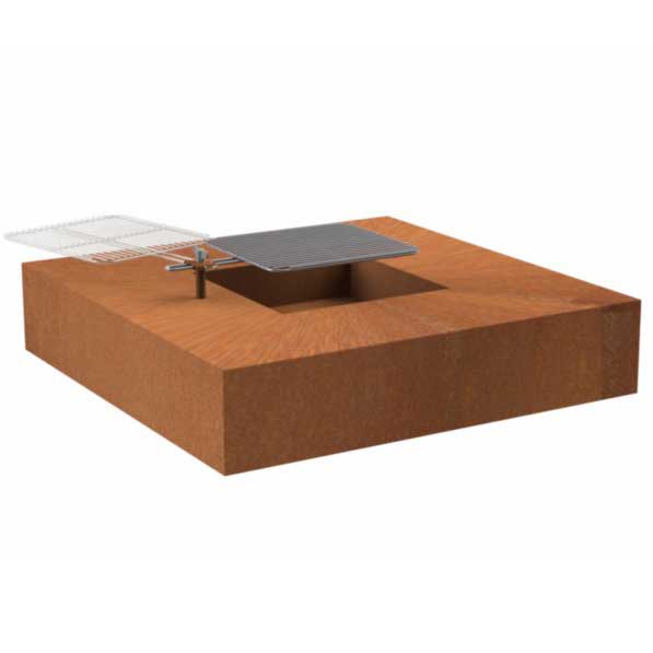 Feuertisch quadratisch-1200 x 1200 x 280 mm mit Grillrost