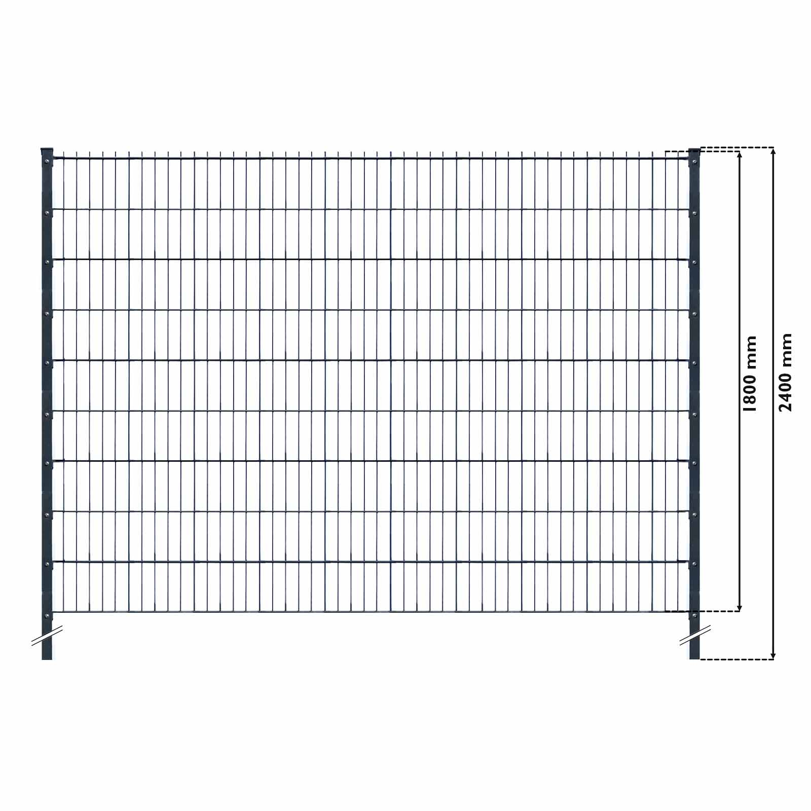 Doppelstabzaun Anthrazit Set mit Hart-PVC Sandstein Toscana - 2,50m (1 Gittermatte | 2 Pfosten | 9 Streifen)