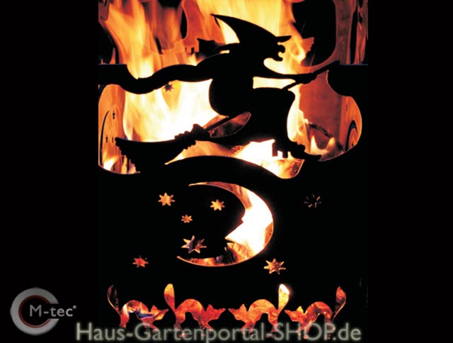 Feuerkorb Fackel  Motiv Hexe