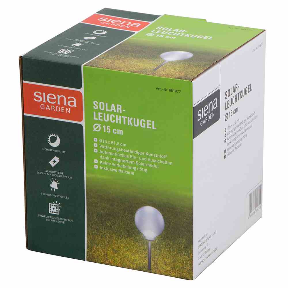 Solar-Leuchtkugel Ø15cm, Kunststoff,