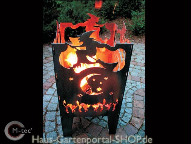 Feuerkorb Fackel  Motiv Hexe