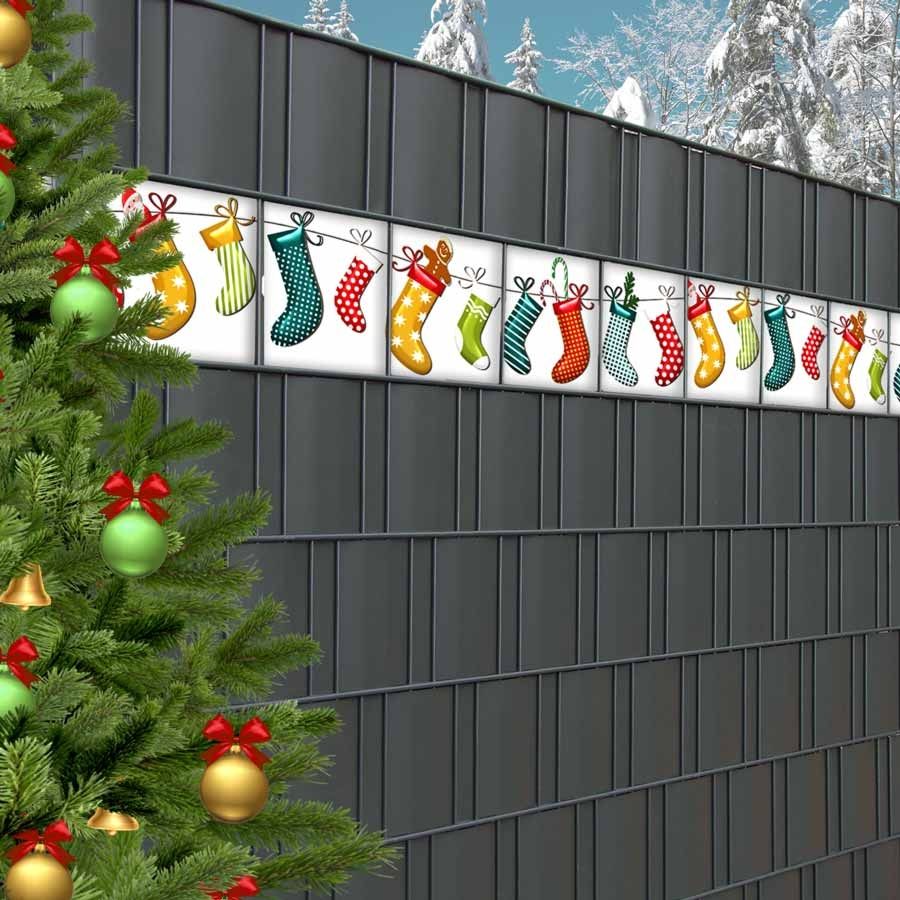 PVC Zaunstreifen - Weihnachtssocken Motiv PVC Zaunstreifen - Weihnachtssocken Motiv