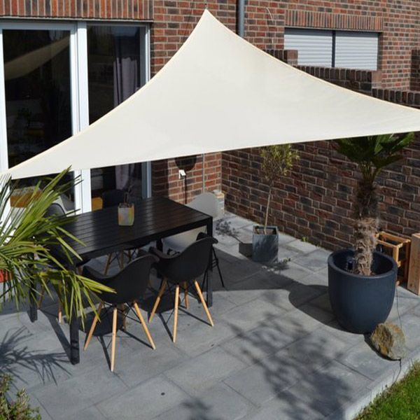 Dreiecksonnensegel mit Regenschutz-elfenbein-3,60 x 3,60 x 3,60 m