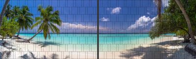 Palmenstrand - XL Panorama Zaundruck Poster 160cm Höhe Palmenstrand - XL Panorama Zaundruck Poster 160cm Höhe