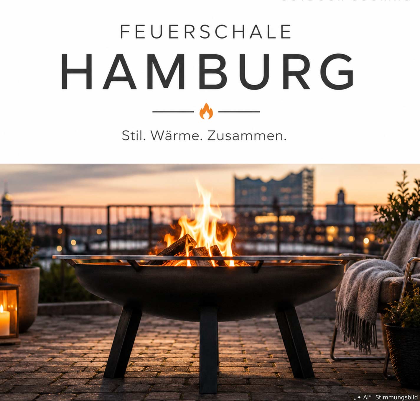 Hanseatische Feuerschale Hamburg mit Feuerstelle -Ø 80 cm 