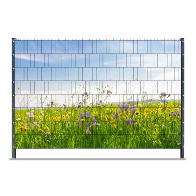 PVC Zaunposter | 8 Str. mit Frühling | Frontlit | inkl. 16 Klemm. in weiß