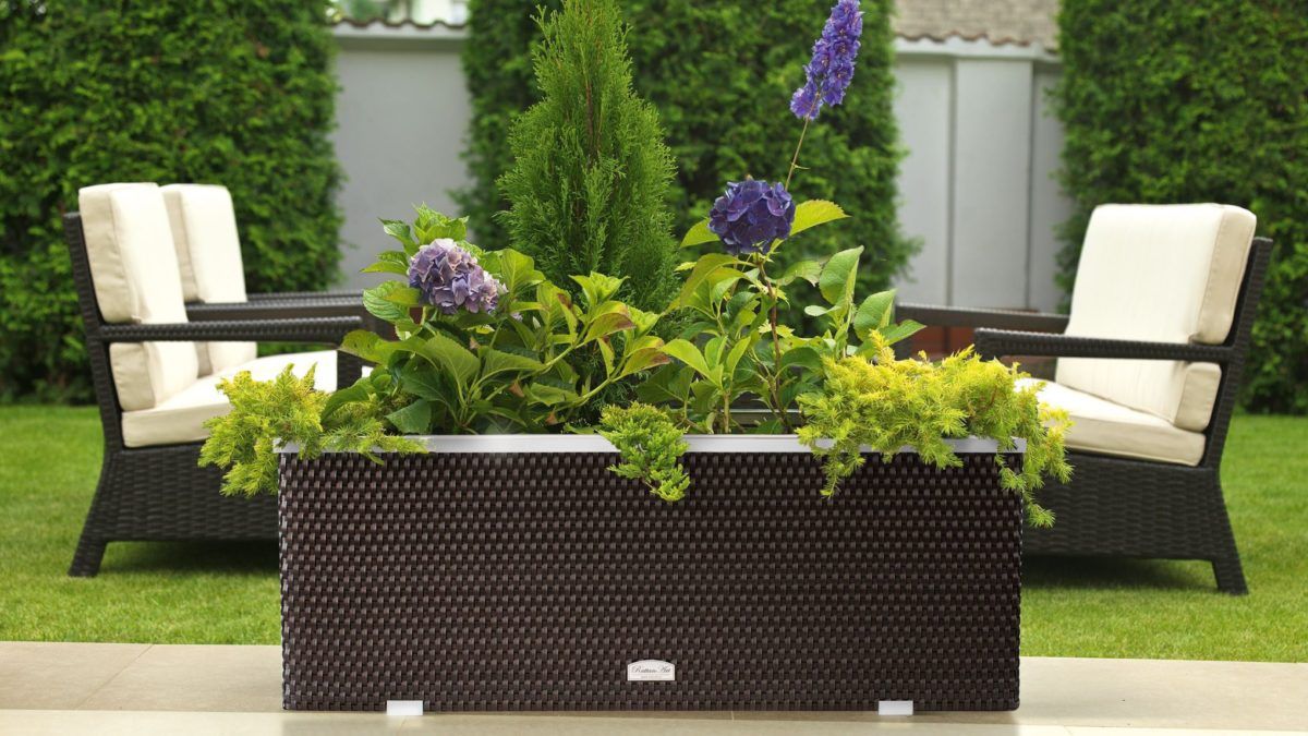 Edler Blumenkübel aus hochwertigen Polyrattan Geflecht 