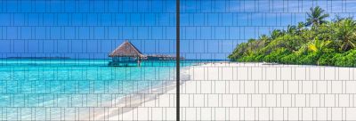 Südseestrand - XL Panorama Zaundruck Poster 160cm Höhe Südseestrand - XL Panorama Zaundruck Poster 160cm Höhe
