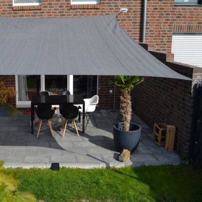 PEDDY SHIELD Vierecksonnensegel ohne Regenschutz-grau-4,00 x 5,00 m