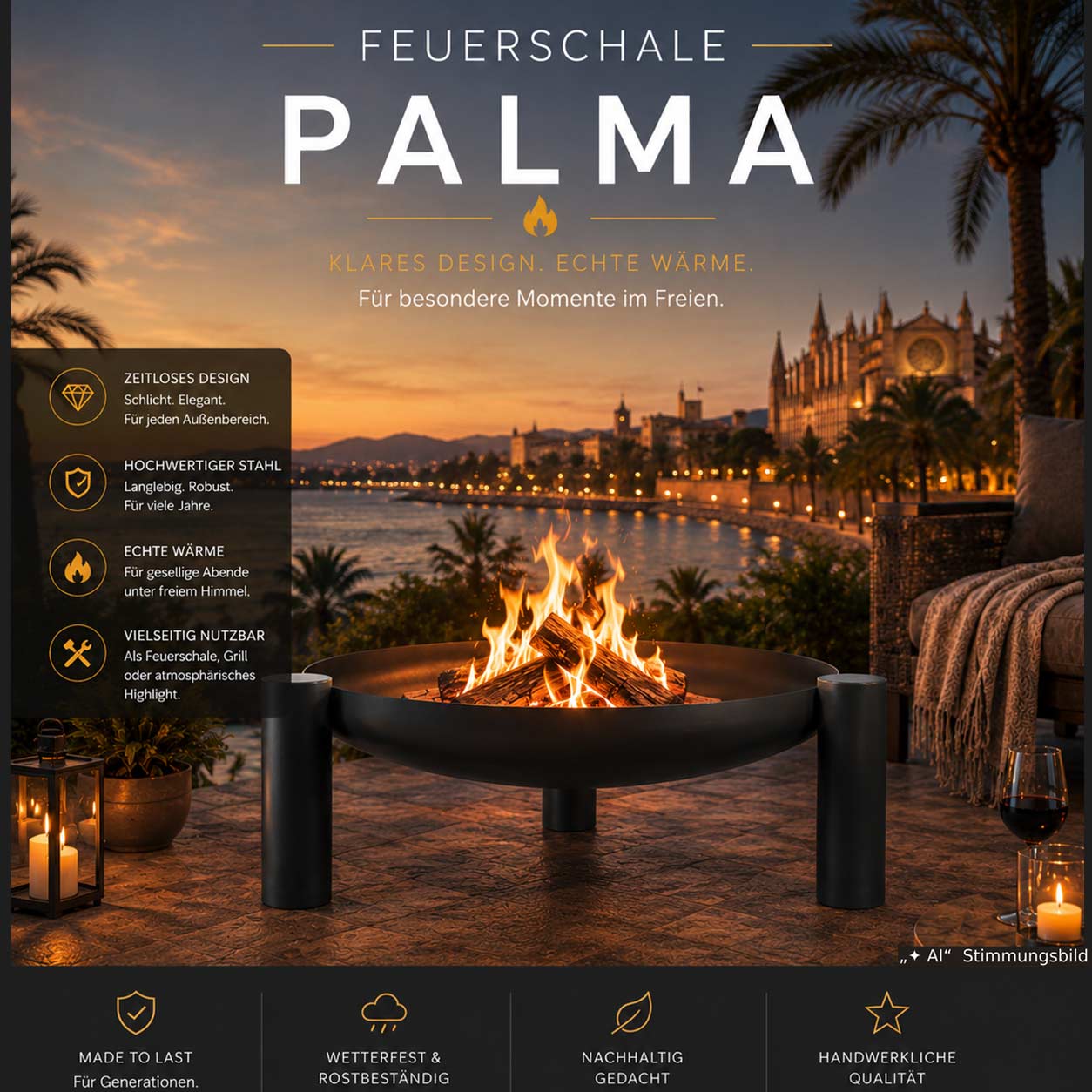 Feuerschale Palma mit Feuerstelle -Ø 60 cm
